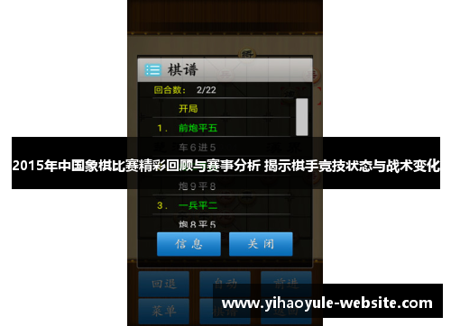 2015年中国象棋比赛精彩回顾与赛事分析 揭示棋手竞技状态与战术变化